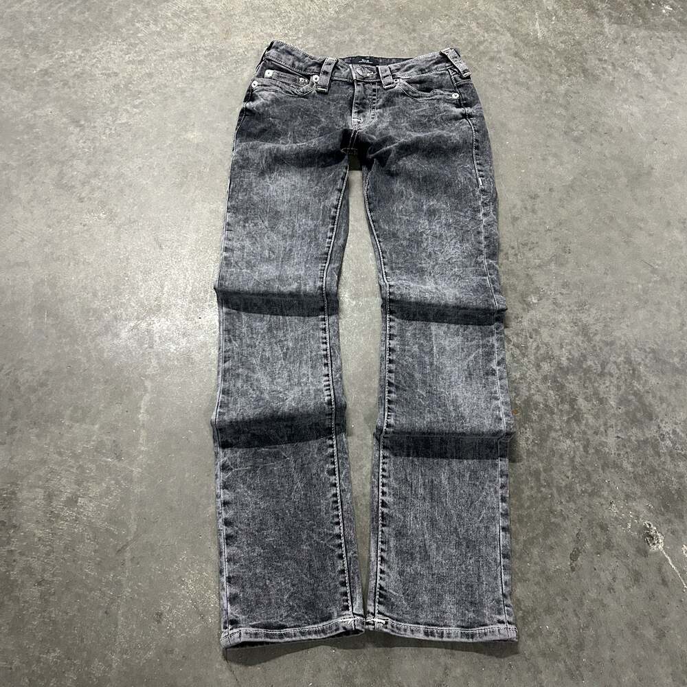True Religion Billie Mid Rise Straight Acid Wash Jeans Size 25